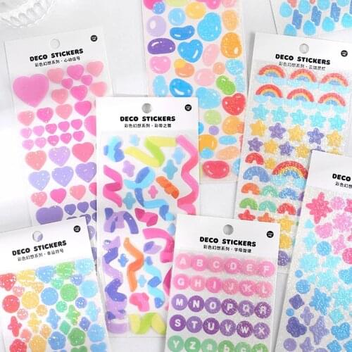 Rainbow Ribbon Laser Stickers DIY Scrapbooking Diary Album Stick Label Decorative Sticker