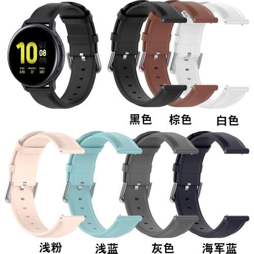 20mm Leather Strap for Samsung Active2 44mm 40mm SM-R820 R830 R500 R810 for Galaxy Active Watch Wrist Band Bracelet Watchband