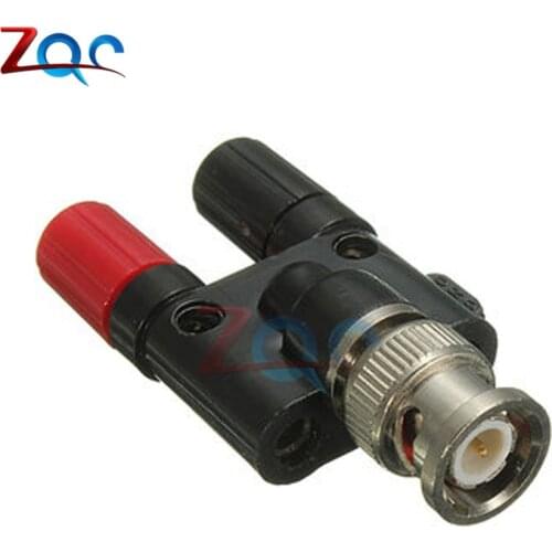 BNC Male Plug to Two Dual 4mm Banana Jack Binding Coaxial Adapter Connector