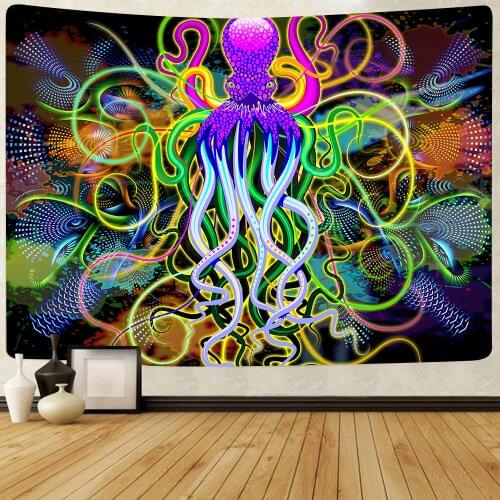 Simsant Psychedelics Octopus Tapestry Whales with Sea Animal Decor Beach Towel Wall Hanging Tapestries for Living Room Decor