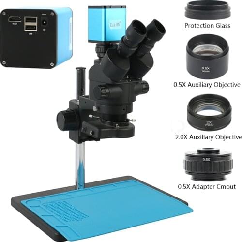 SONY IMX290 Autofocus HDMI Camera Simul Focal 3.5-45X Zoom Trinocular Stereo Microscope 144 LED For Industrial Inspection