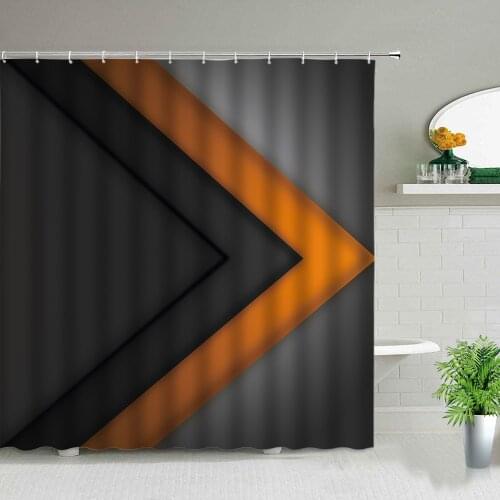 Modern Black And White Shower Curtain Polyester Fabric Waterproof Bathroom Curtains Geometric Printing Bathtub Decor With Hooks