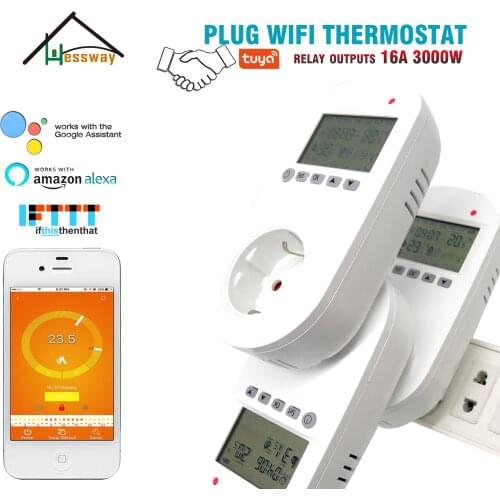 HESSWAY TUYA 16A smart plug EU thermostat wifi for electric floor heating