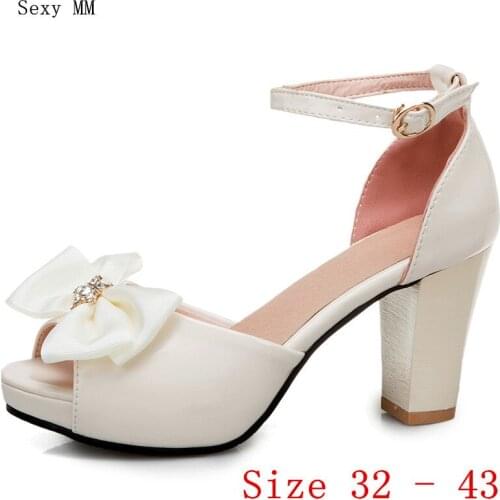 Summer Pumps Women Peep Toe High Heels Party Wedding Platform Sandals Woman High Heel Shoes Small Plus Size 32 33 - 40 41 42 43