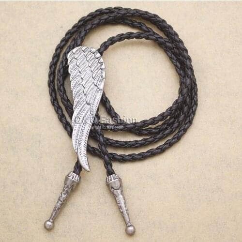 Western Retro Guardian Angel Wing Leather Rodeo Bola Tie Necktie Necklace For Men Gravatas Corbata Borboleta hisdern ties
