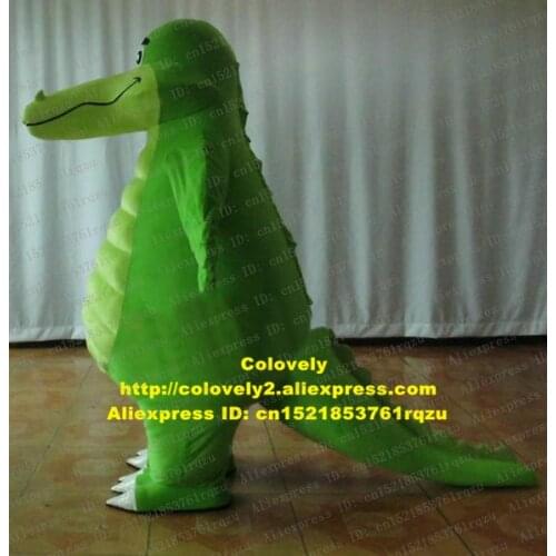 Green Crocodile Alligator Mascot Costume Adult Cartoon Character Suit White Toe Cheek Puffed Up Two Small Noses Up High zz4122