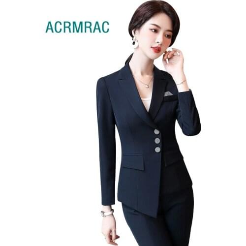 Women suits spring irregular stripe blazers pants Office Lady Formal Work clothes women pants suits woman set suits 2033