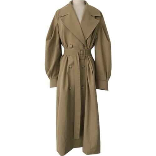 Winter Long Coat Women Turn-down Collar Trench Coats Korean Stylish Double Breasted Sashes Oversized Female Windbreaker Autumn