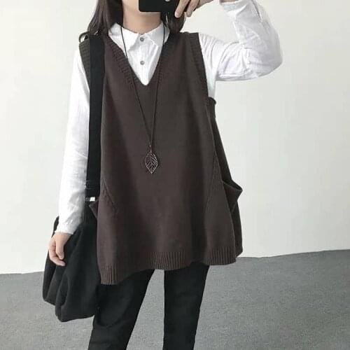 Loose and thin large size fat mm200kg sweater waistcoat womens Knitted Vest Changchun autumn Korean V-neck shoulder