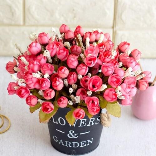 1 Bouquet 21 heads Artificial Flowers Bouquet Fake Flower for DIY Home Garden Wedding Decoration Silk Rose Flower Bouquet