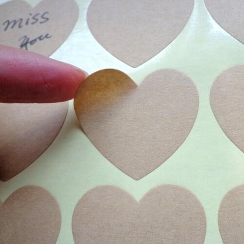 102Pcs Heart Blank Graffiti Handmade Cake Packaging Sealing Label Kraft Sticker Baking DIY Blank Stickers