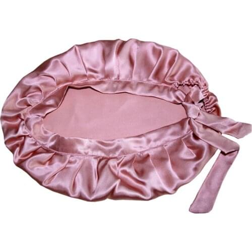 2021 The Women Silk Bonnet Free Size Cap Home Adjustable Sleeping Head Cover Hair Lace-up Soft