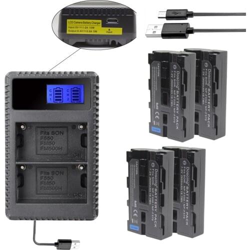 4Pcs NP-F550 NP-F570 NP F550 F570 Battery + USB Dual Charger For Sony CCD-SC5 CCD-SC100 CCD-TR910 DCR-TRV315 DCR-VX2000 MVC-FD95