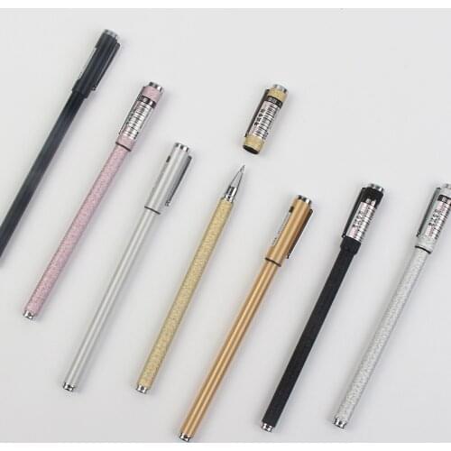 5 High-end Matte Metal Case Gel Pens, Student Writing Pens for Business Exams, Business Meeting Pens 0.5mm