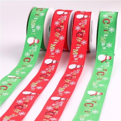 5Yards/Roll Grosgrain Satin Ribbons for Christmas Party Decorations DIY Bow Craft Ribbons Card Gifts Wrapping Supplies 25mm