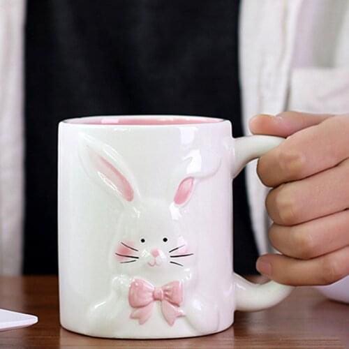500mL Cute Rabbit Ceramic Coffee Mug Breakfast Coffee Milk Tea Cups Creative Large Capacity Drinkware Office Lovers Couple Gifts