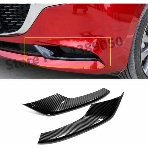 ABS Carbon fibre Car front fog lampshade Decorative Strip Cover Trim Sticker car styling For Mazda 3 Sedan 2019 2020 accessories