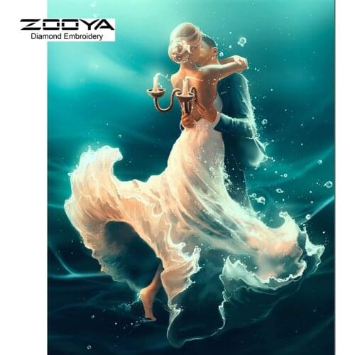 DIY Diamond Painting Cross Stitch Crystal Needlework Diamond Embroidery Couple Dancing Water Full Diamond Set Decorative BJ415