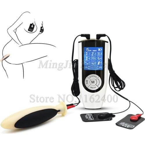 USB Charging Electro Shock Silicone Anal Butt Plug Electric Body Massage Pad Anus Stopper Kit Adult Games Sex Toys for Couples