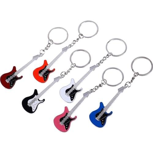 1pcs Mini Car Keychain Key Chain Metal Electric Guitar Guitar Key Ring Gifts Wholesale