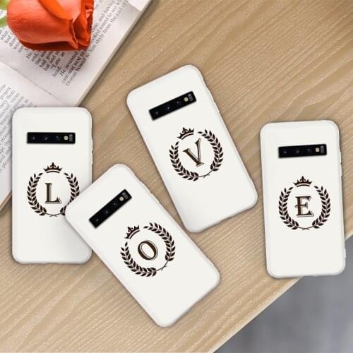 ASINA Initial Letter Case For Samsung Galaxy S10 S9 Plus S10E Soft Liquid Silicone Cover For Samsung Note 9 10 Coque Alphabet