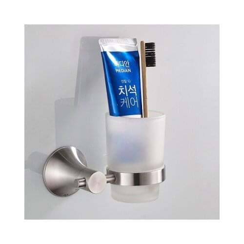 Cup & Tumbler Contemporary Holders 304 Stainless Steel Toothbrush Holder Brushed Nickel Bathroom Accessories Cup Holder DG8402SN