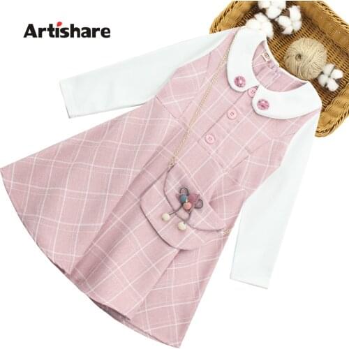 Kids Dresses For Girls Plaid Pattern Girl Party Dress Patchwork Children Dresses Spring Autumn Girls Costumes Kids