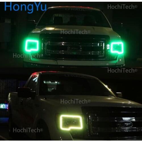 For Ford F150 RGB LED Angel Eye Halo Rings Latest Headlight Multi-color RGB LED Angel Eyes Halo Ring Eye DRL Remote Control