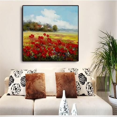 100x100cm Flower Abstract Oil Painting on Canvas Art Cuadros Posters and Prints Nordic Modern Wall Picture for Living Room