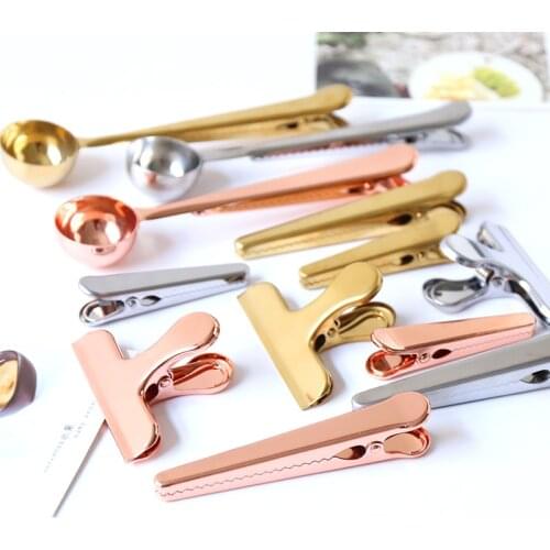 Nordic Metal Binder Clips Stainless Steel Clamp Paper Bag Clip Office Kitchen Organizer Accessories Tools School Stationary