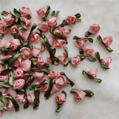 Mini Artificial Flowers Heads Make Satin Ribbon Roses Appliques Handmade DIY Crafts For Wedding Party Decoration Accessories