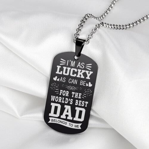 Custom Laser Engraved Necklace For Men Stainless Steel Rectangle Dog Tag Military Pendant Jewellery Birthday Fathers Day Gift