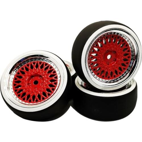 4pcs 12mm Hex 1/10 Rubber Tire Wheel Set Model Fit 1:10 RC On Road Car CLSCR + PP0366W