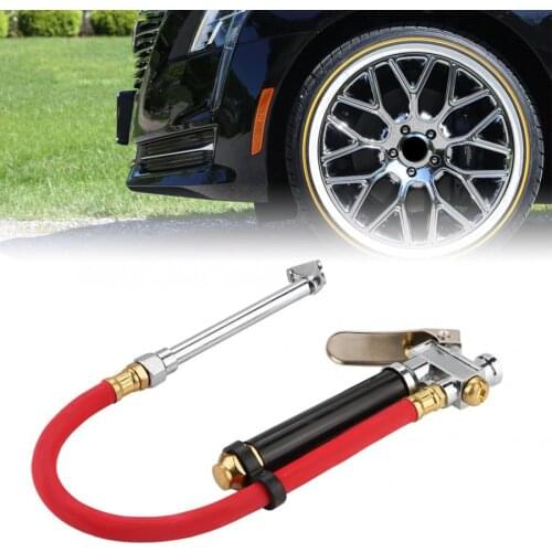 Oversea Handheld Car Air Tire Pressure Filler Fill Inflator Gauge Dual Chuck Air Compressor Hose Tool Tire Pressure Inflator