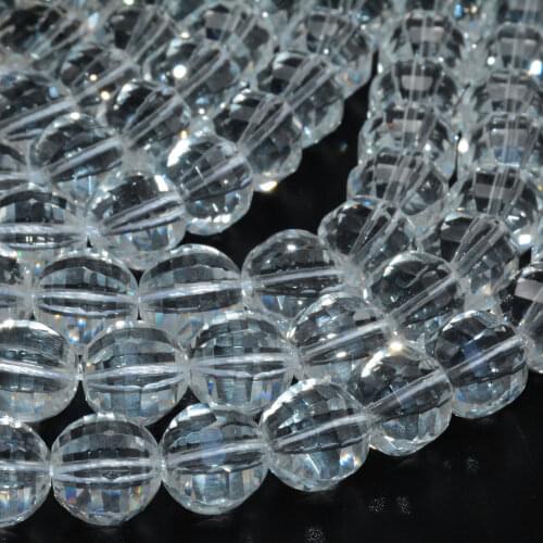 Natural Clean Quartz Trapezoid Faceted Round Beads 11mm-11.5mm