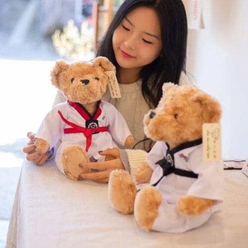 New cute teddy bear taekwondo bear cub doll couple childrens small teddy plush doll valentine gift christmas gift soothing doll