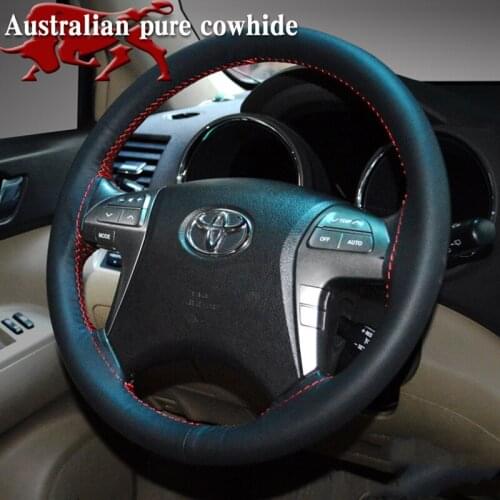Pure cowhide Braid Steering Wheel Cover Automobile Braiding Covers Steering Wheel for Car LADA Interior Accessories 15 inch 38CM