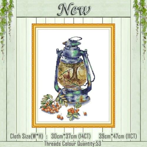 Autumn impression lamp diy decor painting counted printed on the canvas DMC 11CT 14CT kit Cross Stitch Embroidery needlework Set