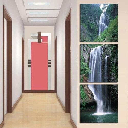 Printed Painting modern home decorative Painting Waterfall Painting on canvas 3 Panel Wall art With Framed W0118