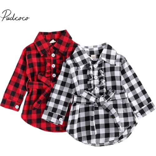 Kid Baby Girl Dress Plaid Midi Long Sleeve Round Lapel Collar High Waist Waistband Buttons Spring Autumn Princess Shirt 0-5Years