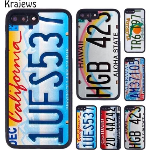 Krajews USA LICENSE NUMBER PLATES Mobile Phone Case For iPhone 5 6S 7 8 plus 11 12 Pro X XR XS Max Samsung Galaxy S7 S8 S9 S10