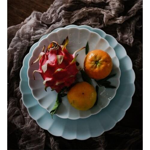 Tray Flower Shape Dish Chinese Style Flat Refreshments Fruit Steak Spaghetti High-class