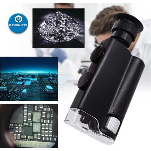 Portable 60X-240X Pocket Microscope Handheld UV LED Light Loupe Zoom Magnifier Magnifying Glass Pocket Lens