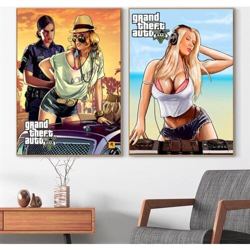 GTA 5 Sexy Girl Artwork Posters And Prints Canvas Art Decorative Wall Pictures For Living Room Home Decor Unframed Painting