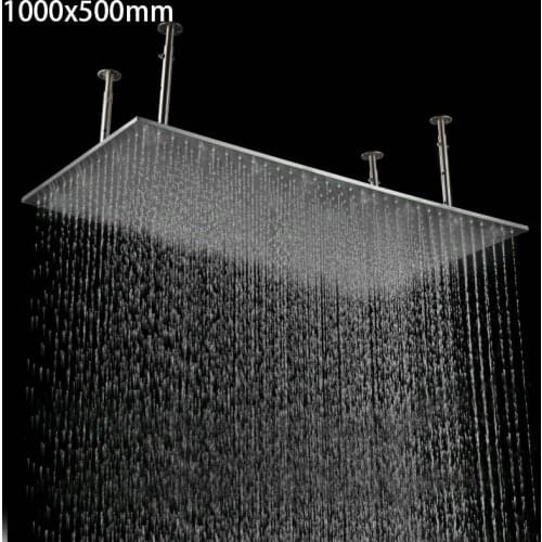 Ceiling Mounted Rain Shower Bathroom Accessories Shower Head Rainfall 1000*500 Polished Big Top Shower Roes 304 Stainless Steel