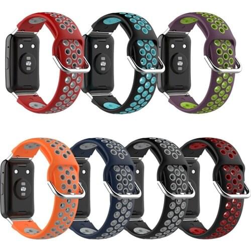 100 For Huawei Watch FIT strap Silicone Double color breathable Sport watchband bracelet correa for huawei fit watch accessories