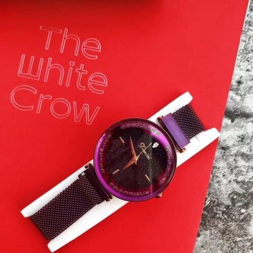 Luxury Noble Full Purple Women Dress Watches Inner Crystals Watch Popular Milanese Bracelet Wrist watch Ultra Thin Montre Femme