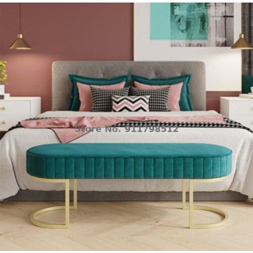 American light luxury fabric bed end stool simple modern bedroom small sofa bed stool bed front bench living room shoe stool