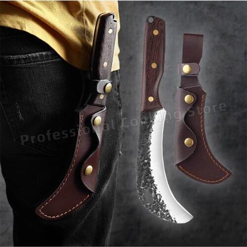 Hand-forged outdoor knife Stainless steel chopping knife Meat cleaver Multi-purpose knife Cooking knife Fruit knife