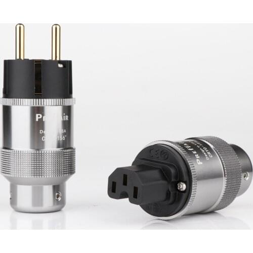 Pair Hi-End P091 Gold Plated EU Power Plug IEC Audio Connector HiFi AC Power Cord Plugs For Audiophile DIY Mains Cable